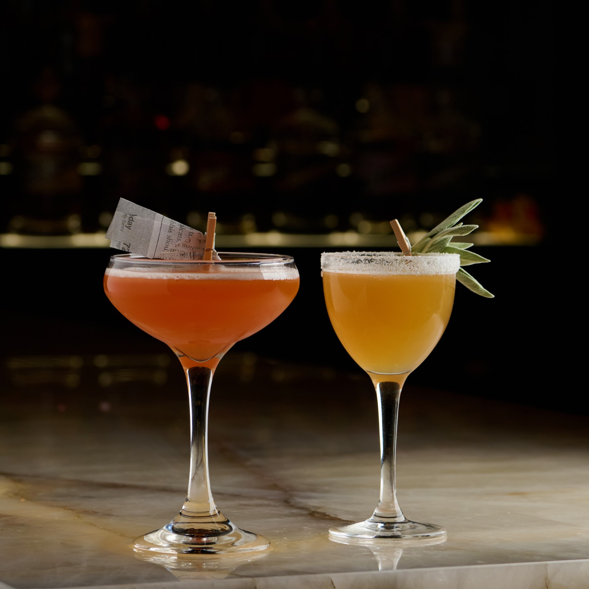 Two Craft Cocktails at Hemmingway Room in Downtown Rochester Michigan